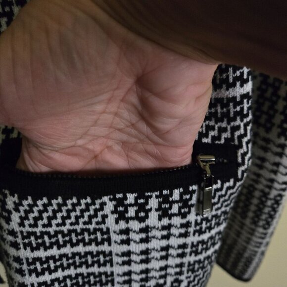 Jones New York Collection Black White Plaid Cotton Blend Sweater Blazer Size L - Picture 4 of 7